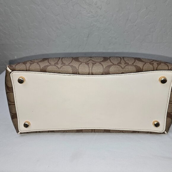 Coach F44956 Surrey Exotic Snake Trim Khaki Signature Carryall Shoulder Satchel - Picture 12 of 16